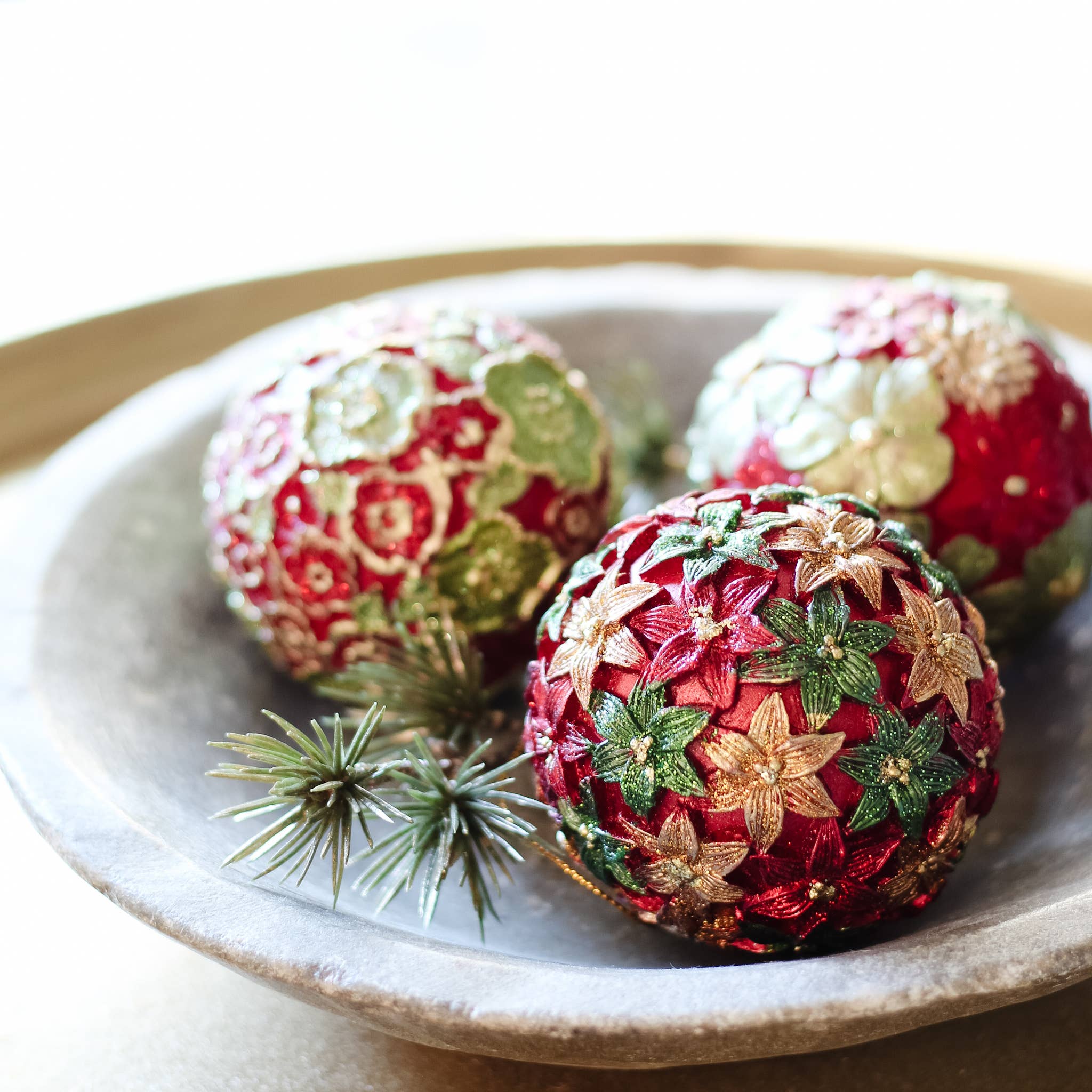 Dekorasyon Gifts  Decor - Wholesale Ornament - 3" Stargazer Ball Orn (Red/Citron)2