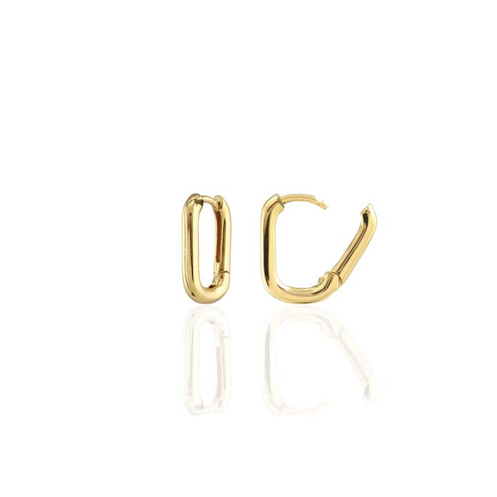 Oval Huggie Hoop Earrings 18K Gold Vermeil Hinge Closure Nickel Free Hypoallergenic Ships from CA for wholesale by Kris Nations
