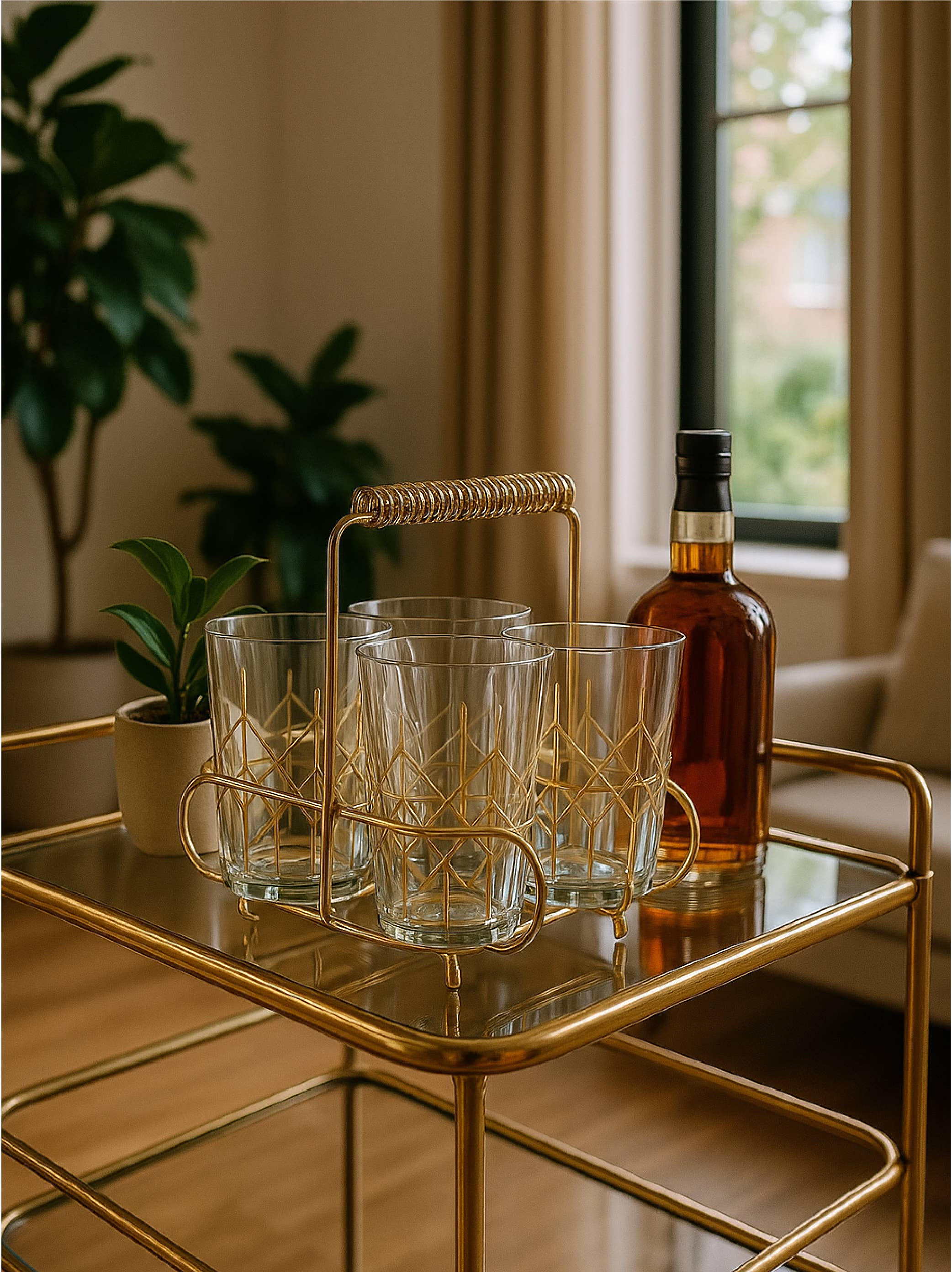 Made Market Co. - Wholesale Drinking Glass/Cup - Drinking Glasses in Metal Caddy Set3