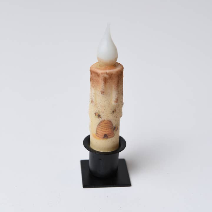 LMS Wholesale - Wholesale Flameless Candle - Beehive w/Bee's Battery Operated LED Timer Taper Candle