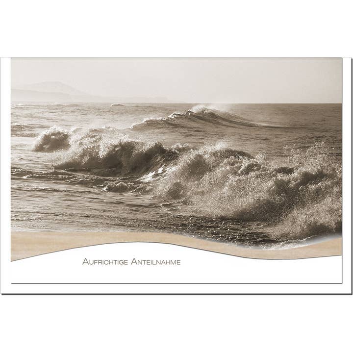 metALUm Tarjeta de condolencia B6 – Olas del mar con adorno de madera – Sinceras condolencias para venta al por mayor de metALUm