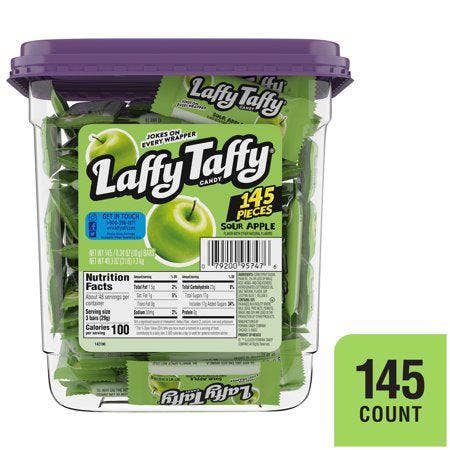 Long Island Candy Factory – wholesale Taffy – Laffy Taffy Sour Apple Candy Tub 145 Pieces 0.34 ounce