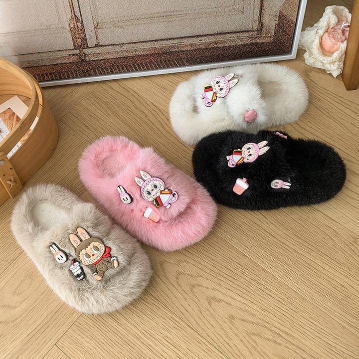 Little Trendy - Wholesale Slippers - Kids - Cute monster plush home slippers girls furry slippers4