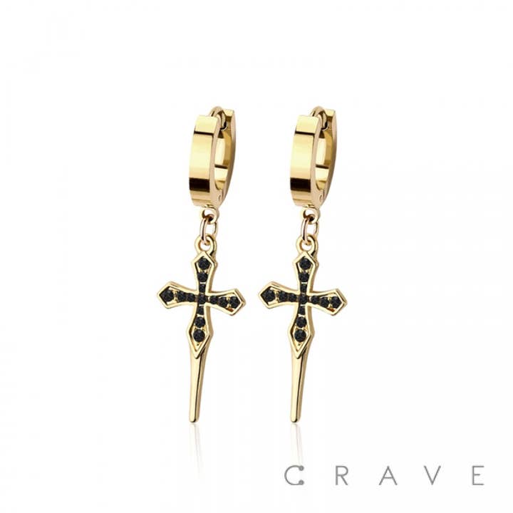 CRAVE BODY JEWELRY - Wholesale Dangle Earrings - PAIR OF 316L STAINLESS STEEL HUGGIE/HOOP EARRINGS WITH SHARP