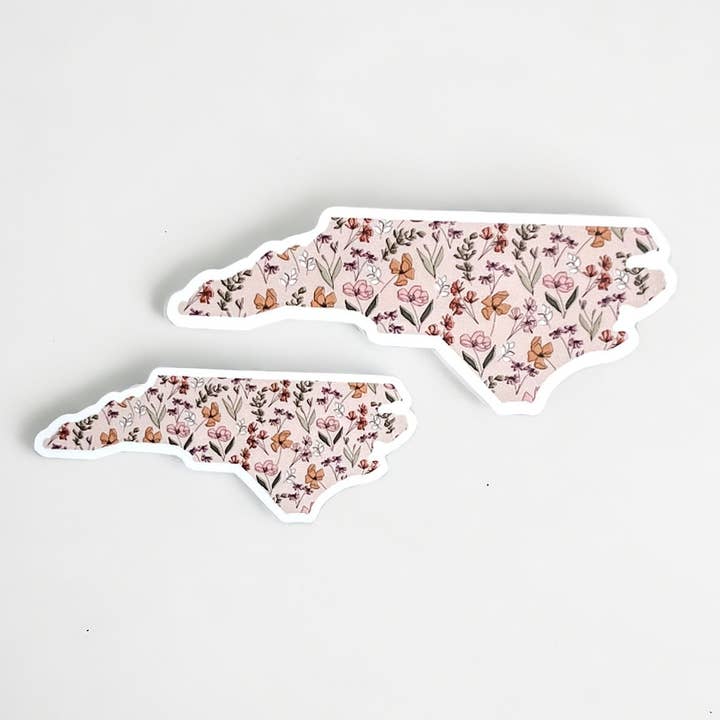 Positively North Carolina - Wholesale Sticker - Floral North Carolina State Sticker with Flowers4