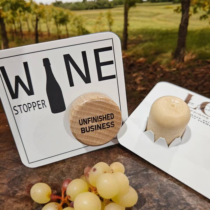 Lou Golden Designs - Wholesale Wine Stopper - Unfinished Business Wine Stopper