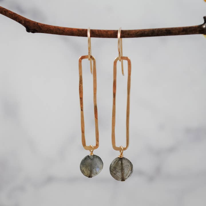 Cameron Kruse Designs - Wholesale Dangle Earrings - Rectangle & Stone Drop Earrings - gold-filled2
