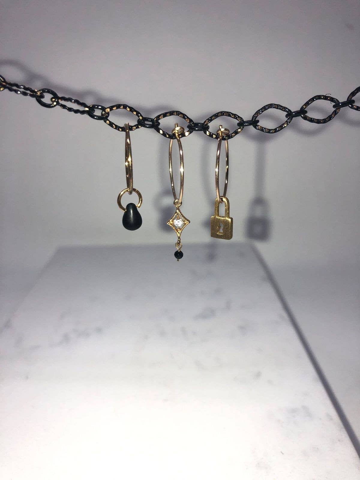 BMR - Wholesale Dangle Earrings - Small Gold Hoop With Assorted Tiny Charms1