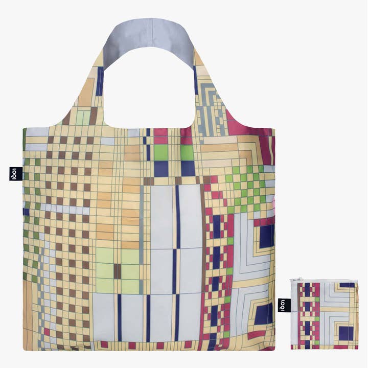 LOQI LLC - Wholesale Tote Bag - Unisex - FRANK LLOYD WRIGHT Old Fashion Windows Recycled Bag