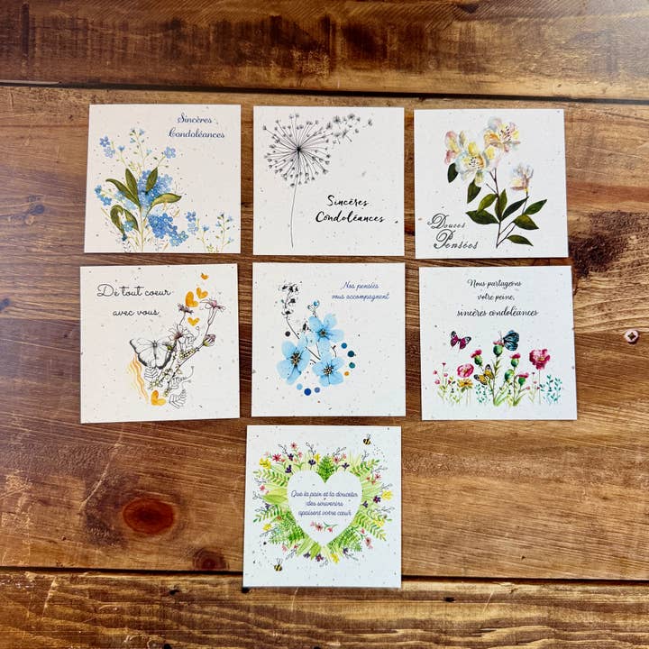 Traditionele vierkante condoleancekaart (bij de ref) voor wholesale door Les cartes de Lulu