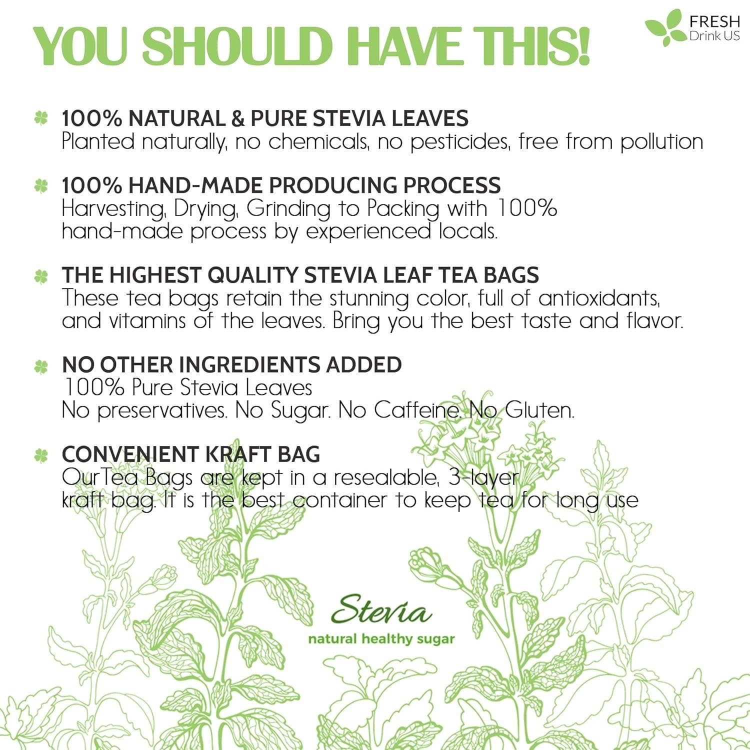 Naomi's Happy Place Shop - Wholesale Health/Detox Tea - Stevia Leaf, Whole Dried Leaves, Tea Bags, Powder, 100% Natural and Pure from Stevia Leaves. Sugar Substitute for Tea, Coffee. Loose Leaf Stevia Herbal Tea. Zero Calorie Sweetener. No Sugar, No Caffeine, No Gluten, Vegan.12