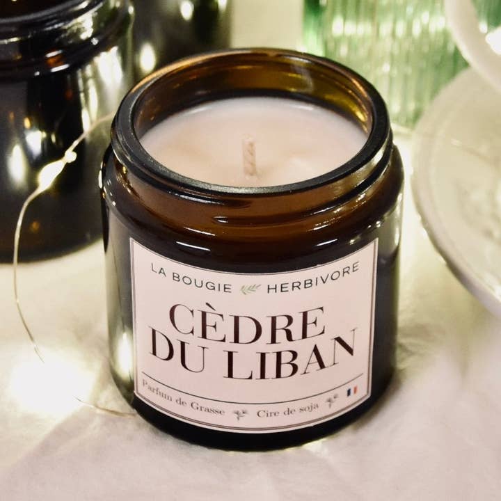 Bougie parfumée Cèdre du Liban 90g | LA BOUGIE HERBIVORE pour la vente par LA BOUGIE HERBIVORE
