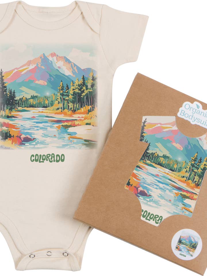 Paysage à l'aquarelle du Colorado Bébé & Tout-petit pour la vente par Morado Designs