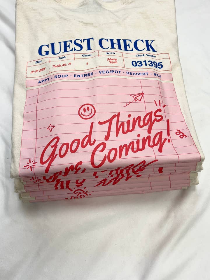 Guest Check Tee for wholesale by Honey Rose Collective