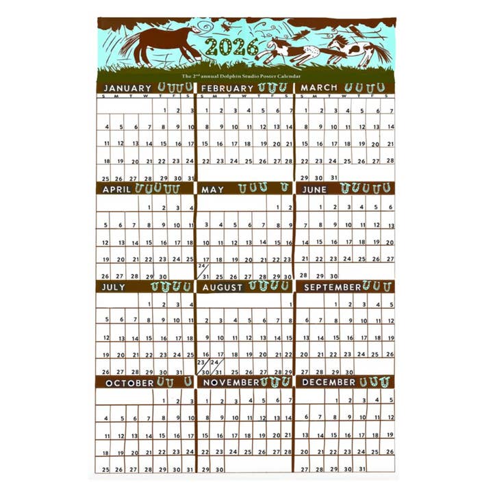 Calendrier Affiche Studio Dauphin 2026 pour la vente par The Dolphin Studio