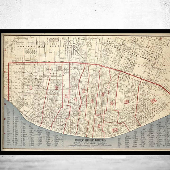 Vecchia mappa di Saint Louis Città St Louis 1870 Mappa Vintage | Stampa d'Arte Murale Mappa Vintage per la vendita all'ingrosso da parte di OldCityPrints - Old Maps and Posters