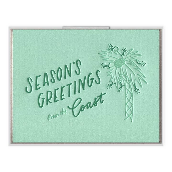 Tarjeta de Navidad Letterpress de Felicitaciones de Temporada Costera para venta al por mayor de INK MEETS PAPER