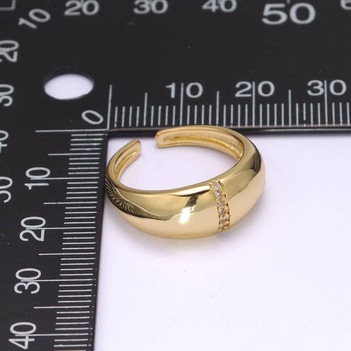 Aim Eternal – wholesale Band/Stackad Ring – Djärv Dome Ring, Justerbar Guld Ring, Chunky Ring, Stapelbar Ring för Statement Smycken Födelsedagspresent Idé för Henne kvinna ring Strl 7.5 S-1812