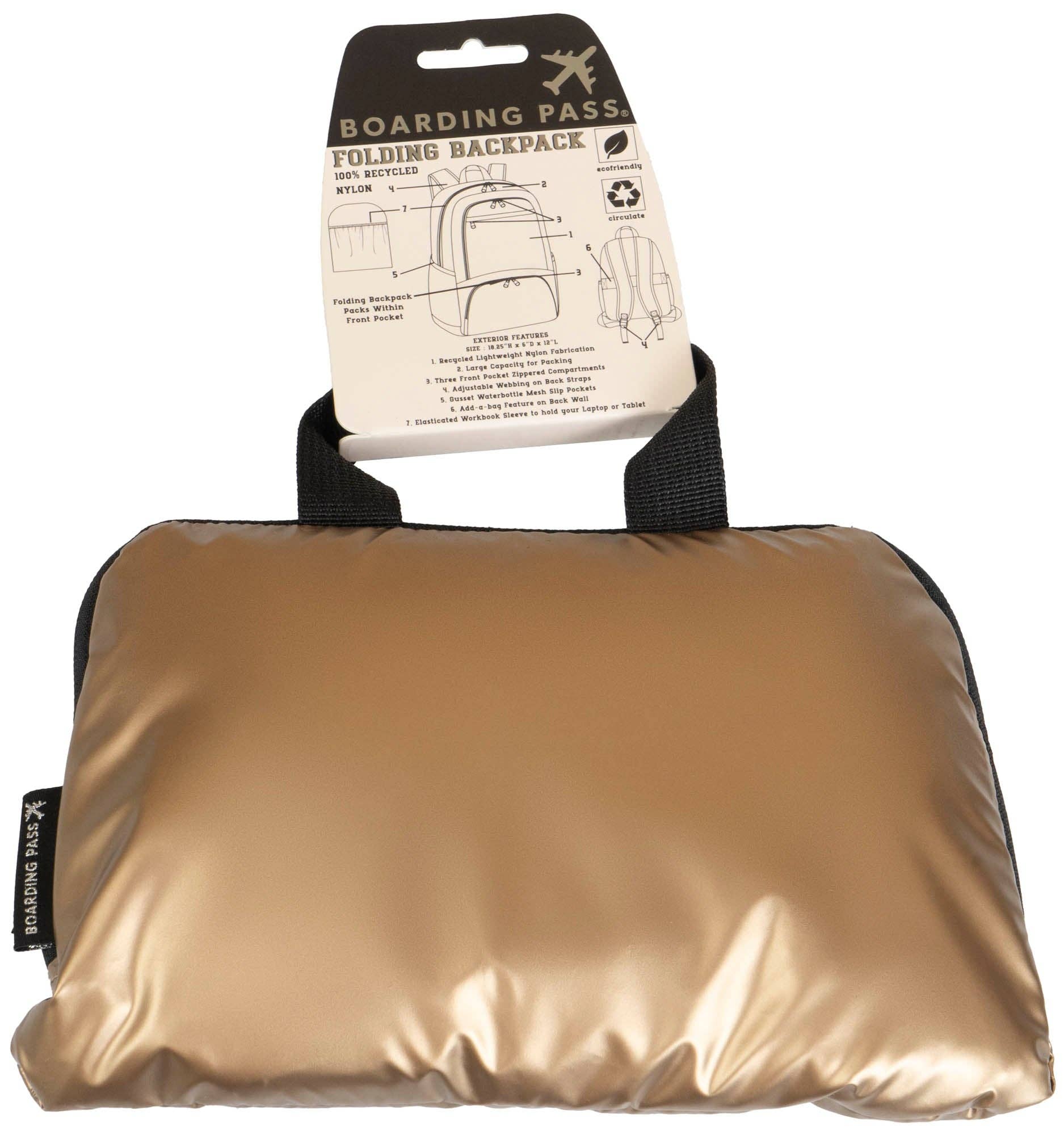 Magid - Wholesale Backpack - Unisex - Boarding Pass Recycled Metallic Foldable & Packable Pouch Multi Compartment Backpack5