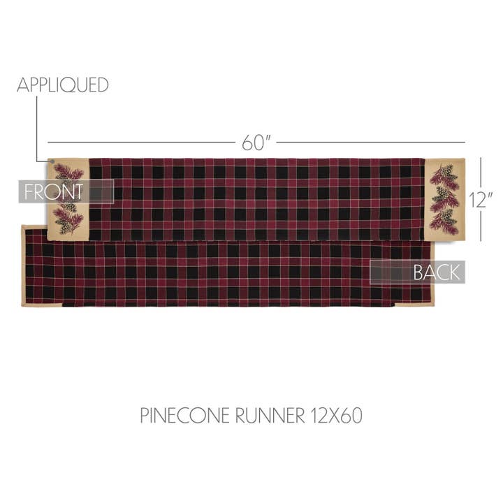 VHC Brands - Wholesale Table Runner - Connell Pinecone Runner 12x60