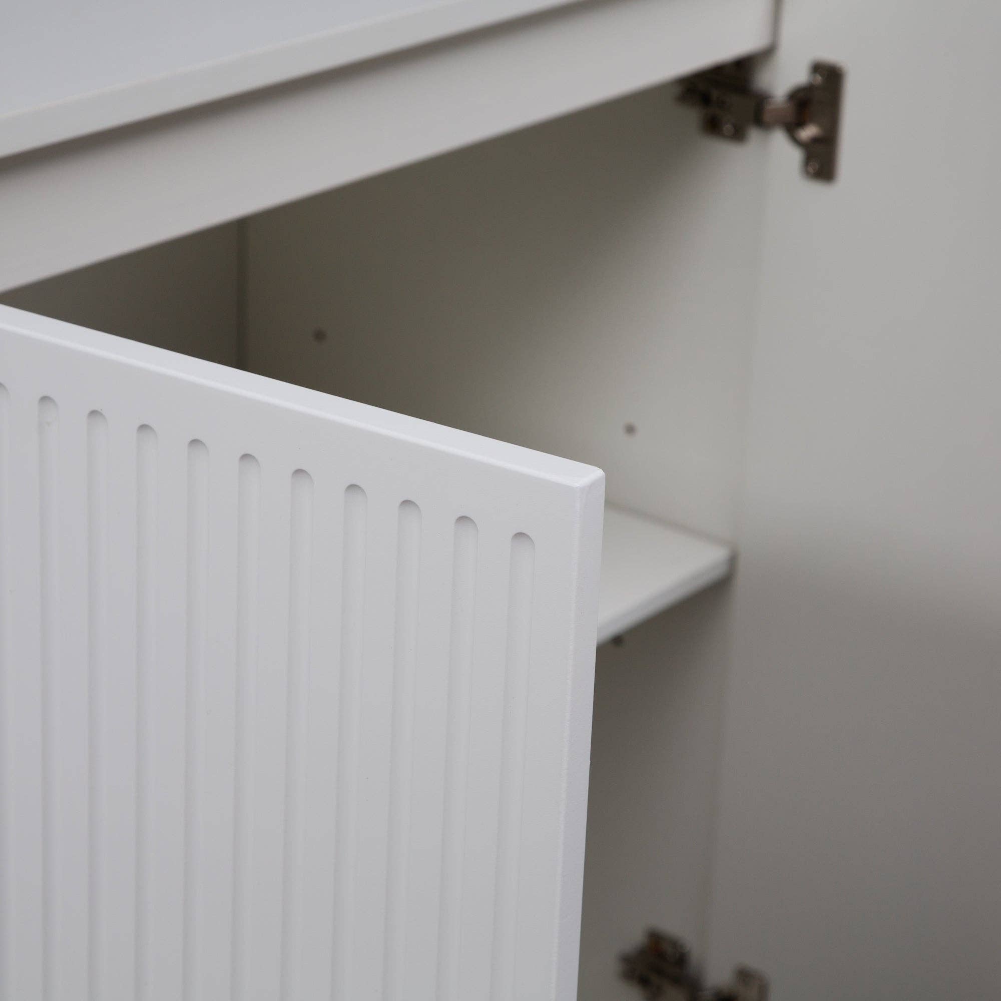 HOMYCASA DESIGN INC - Vente Armoire - Buffet Moderne Blanc Armoire à Cannelures Grand Rangement11