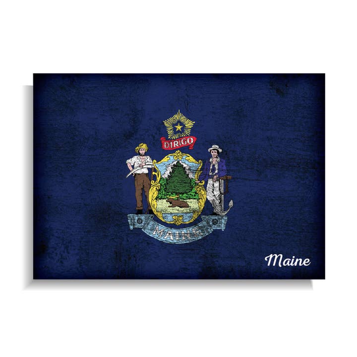Magnet: Maine Distressed US State Flag for wholesale by BetterMagnets.com by Design Studio 88 Inc