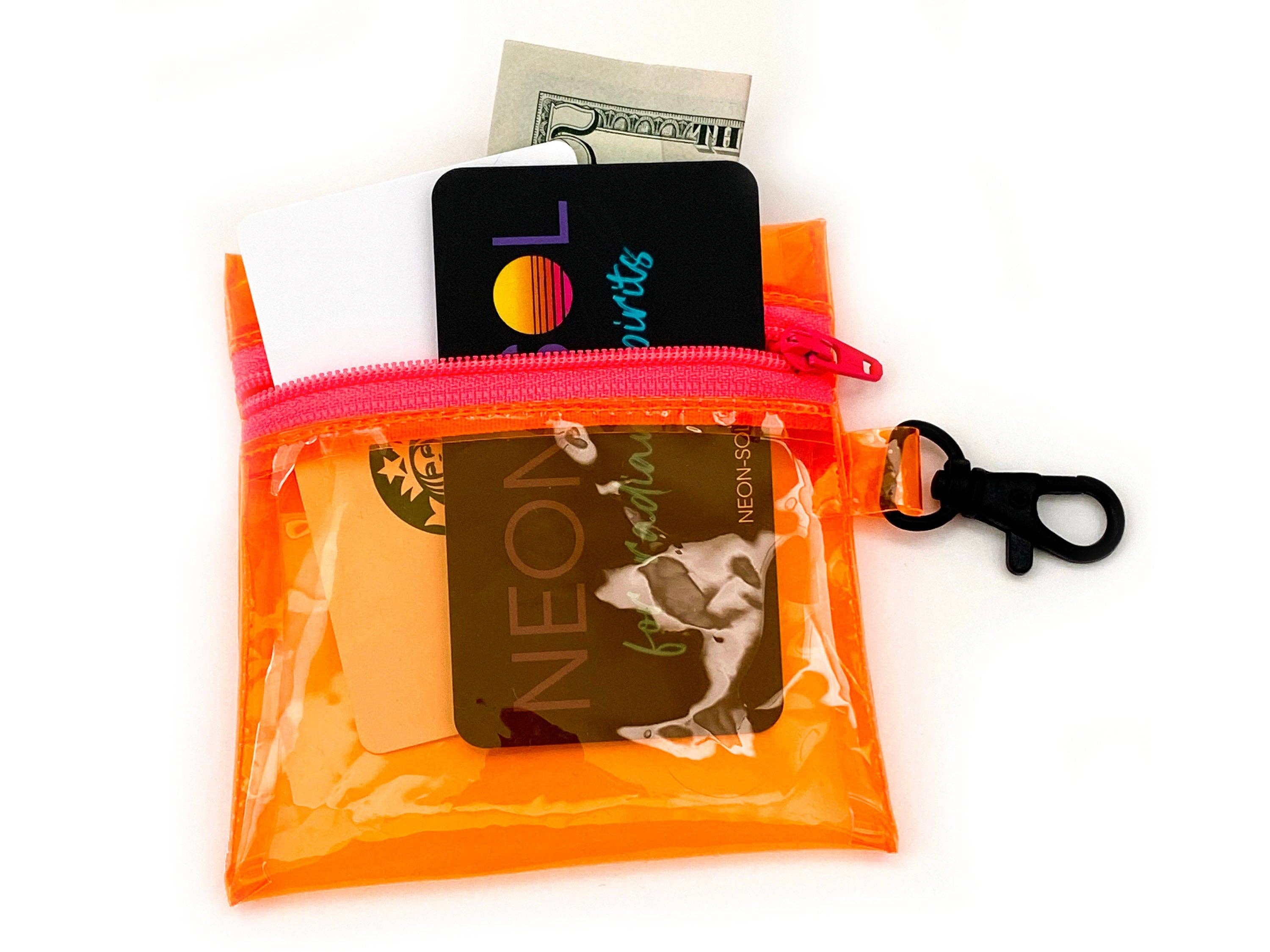 NEON SOL – wholesale Coin purse – Unisex – Transparent Clip-on Coin Pouch | neon orange1