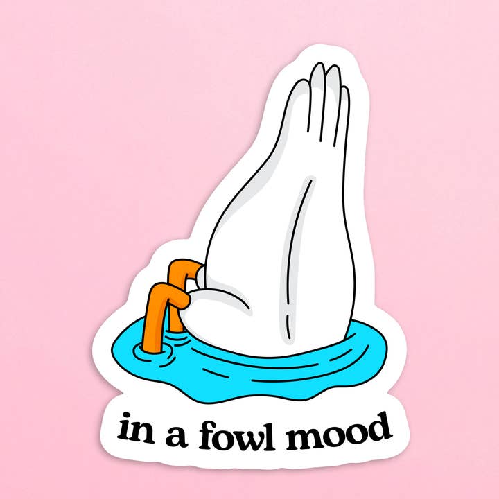 Pegatina impermeable de ganso "In A Fowl Mood". para venta al por mayor de The Sunday Disco