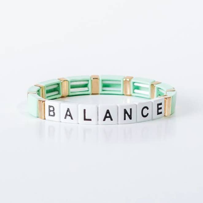Candier - Venta al por mayor Pulsera de cuentas - Pulsera elástica con cuentas Alphabet Balance para mujer0