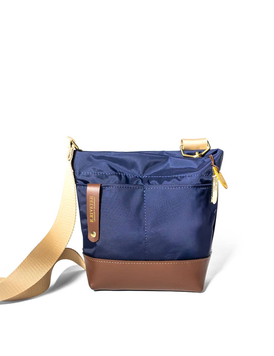 R.Riveter - Wholesale Crossbody Bag - Women's - Betsy | Navy Nylon + Brown Leather