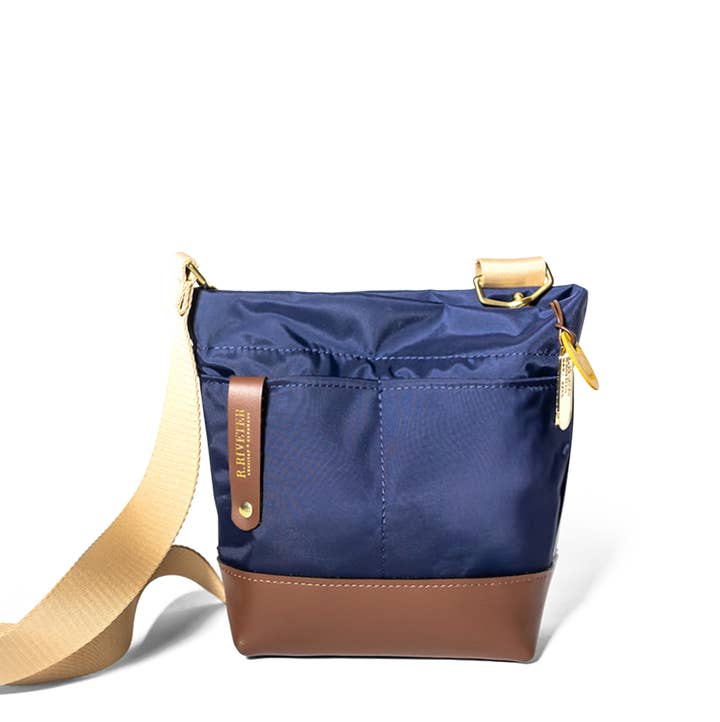 R.Riveter - Wholesale Crossbody Bag - Women's - Betsy | Navy Nylon + Brown Leather0