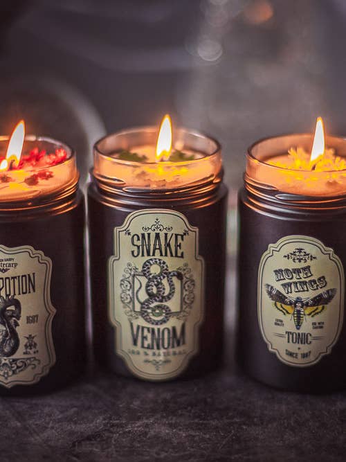 Halloween Decor Potion Candle Apothecary witch Gothic Black for wholesale by Costurero Real
