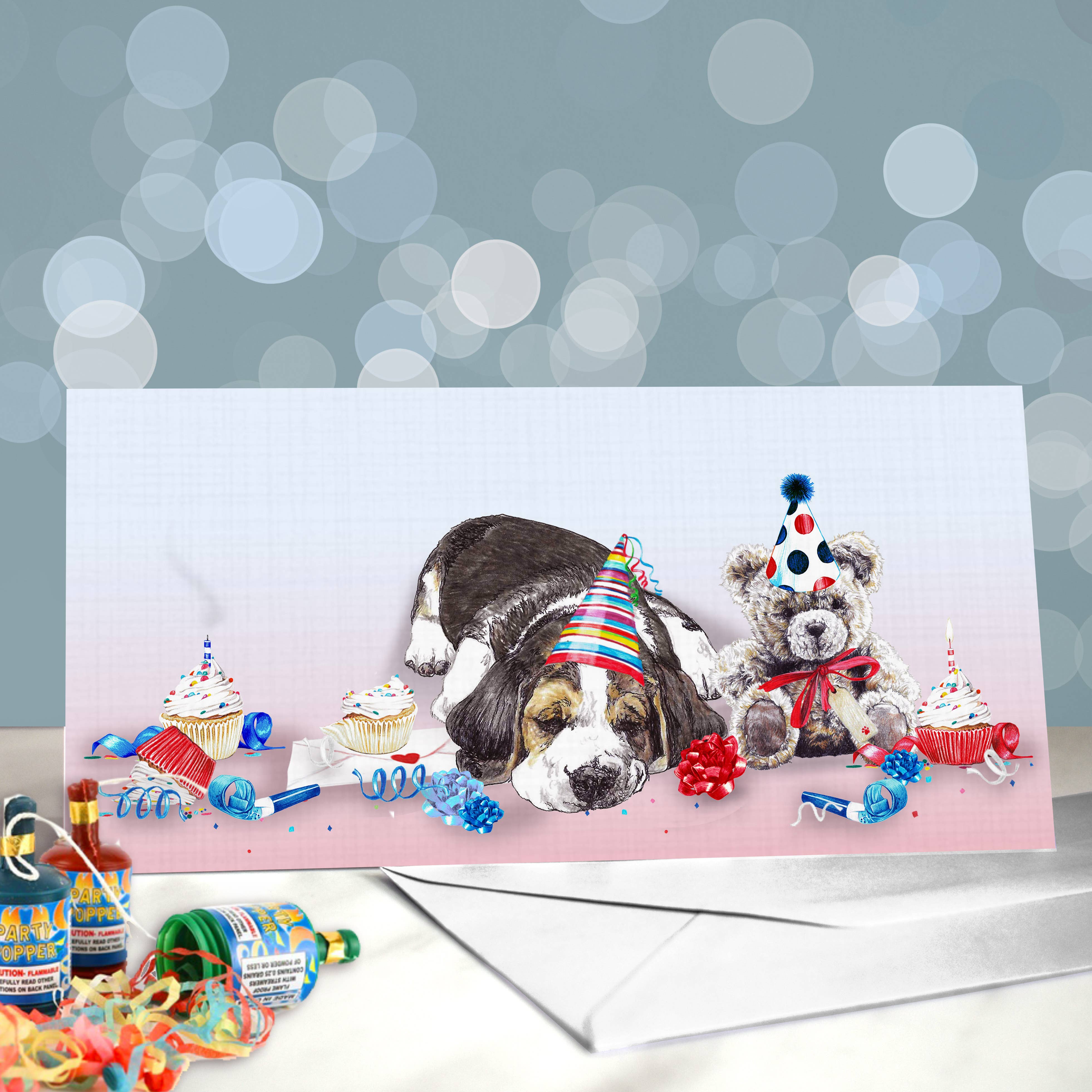 Amber Marie Studio – postal de parabéns por atacado – Cartões de Aniversário Beagle Hound Dog - Blank - Escolha de Designs1