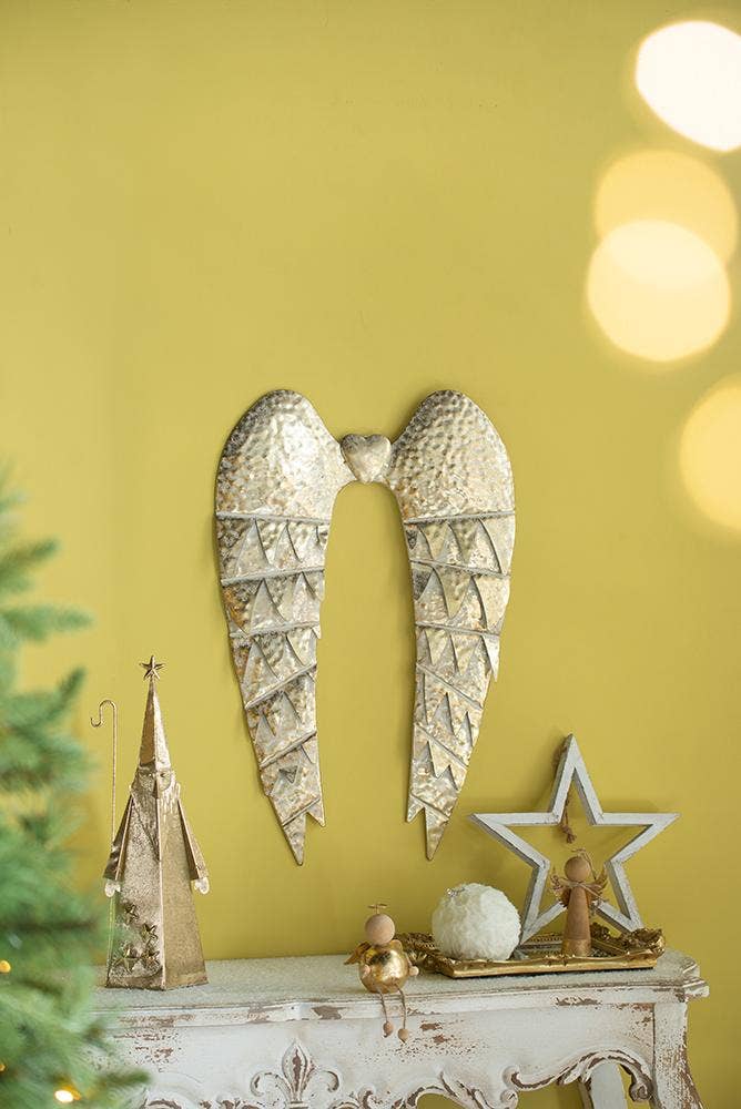 A&B Home Group Inc. - Wholesale Christmas Decoration - 15.7x1.5x24.5" Golden Angel Wings Ornament4