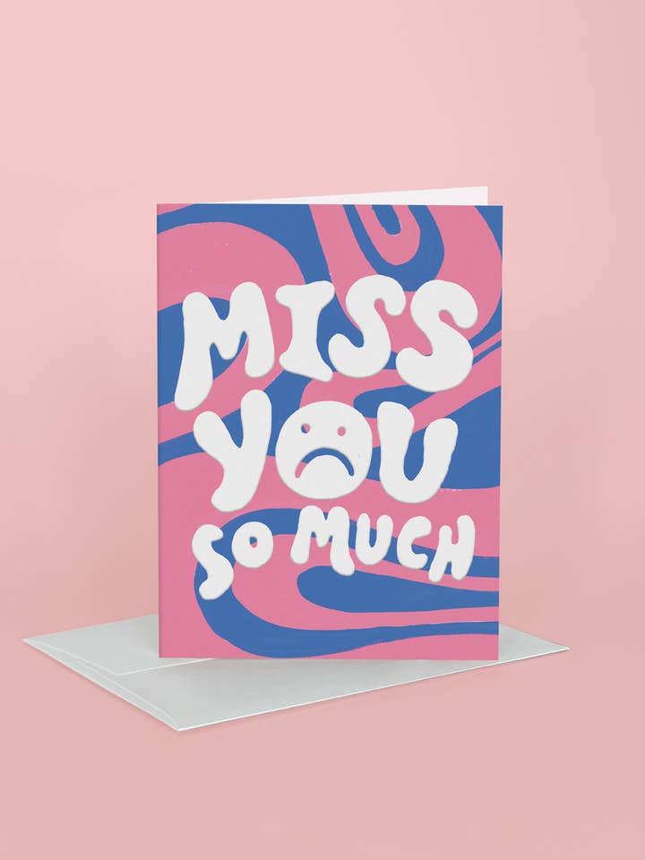 Tarjeta de saludo ondulada "Te extraño" para venta al por mayor de Idlewild Co.