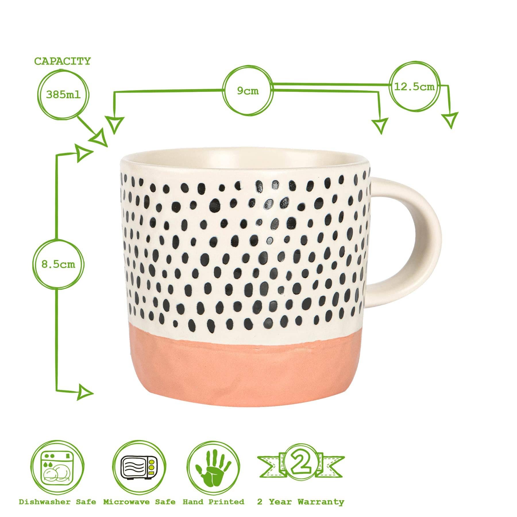 Rinkit Ltd - Wholesale Coffee Mug - Nicola Spring Ceramic Dipped Dots Coffee Mug - 385ml - Pink4