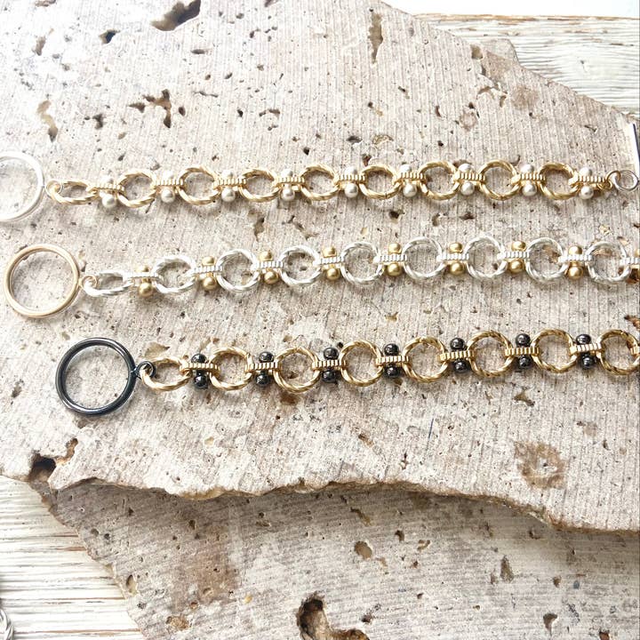 VB&CO Designs Handmade Jewelry - Wholesale Link & Chain Bracelet - Matte gold Matte silver bracelets boutique jewelry trending