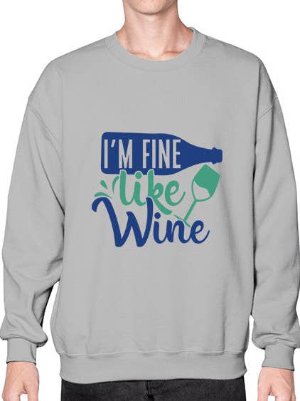 ik ben prima als wijn 274# - wijn- Sweatshirt - Crew voor wholesale door tshirt unlimited