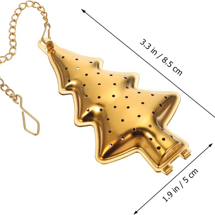 Magnifique Hearts - Wholesale Tea Strainer/Infuser - Beautiful Tree Stainless Steel Tea Infuser, Golden, Holidays2