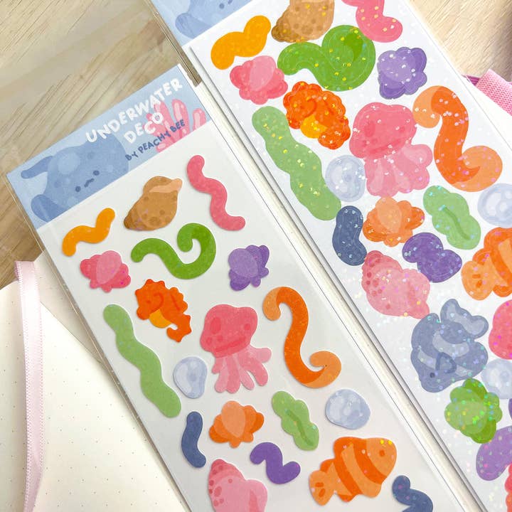 Under The Sea Underwater Deco Toploader Sticker Sheet for wholesale by Peaches and Bees.