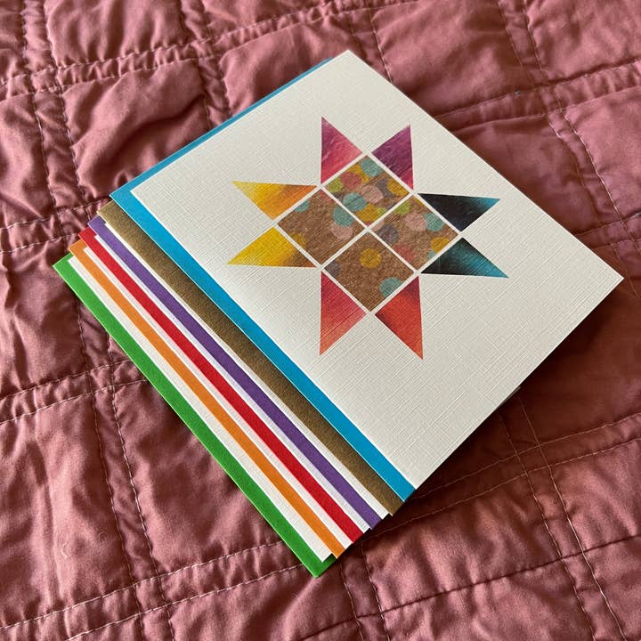 Quilt Block Greeting Cards, Boxed Set of 6 for wholesale by Cozy Arts
