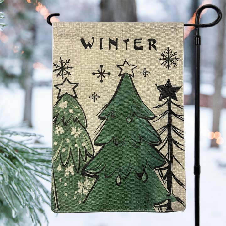 Winter Christmas Trees Garden Flag for wholesale by Cotton & Crate