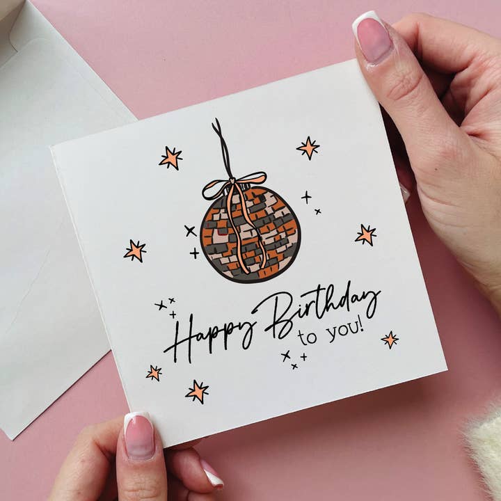 Oranje Discobal Gefeliciteerd Met Je Verjaardag Kaart voor wholesale door Alphabet Studios