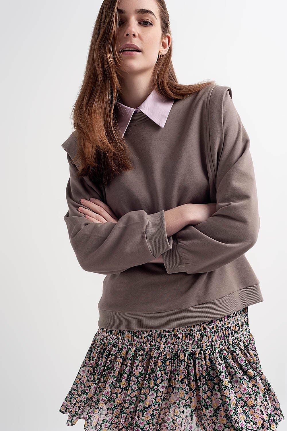 Grå Kæreste sweatshirt med skulder detaljer i grå for engroshandel på Faire