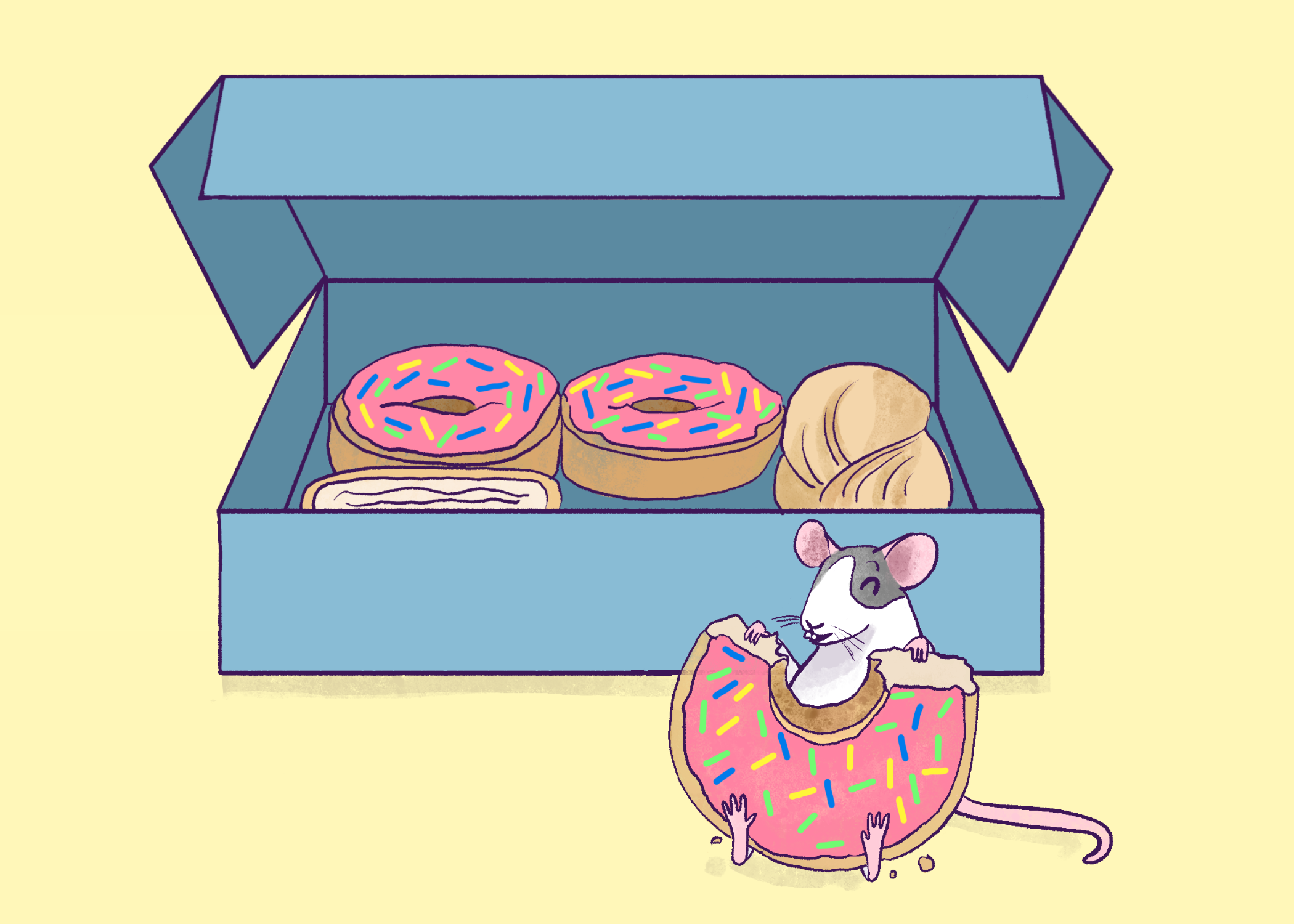 Kestrop Studio - Wholesale Art Print - Rat with Donuts Print1