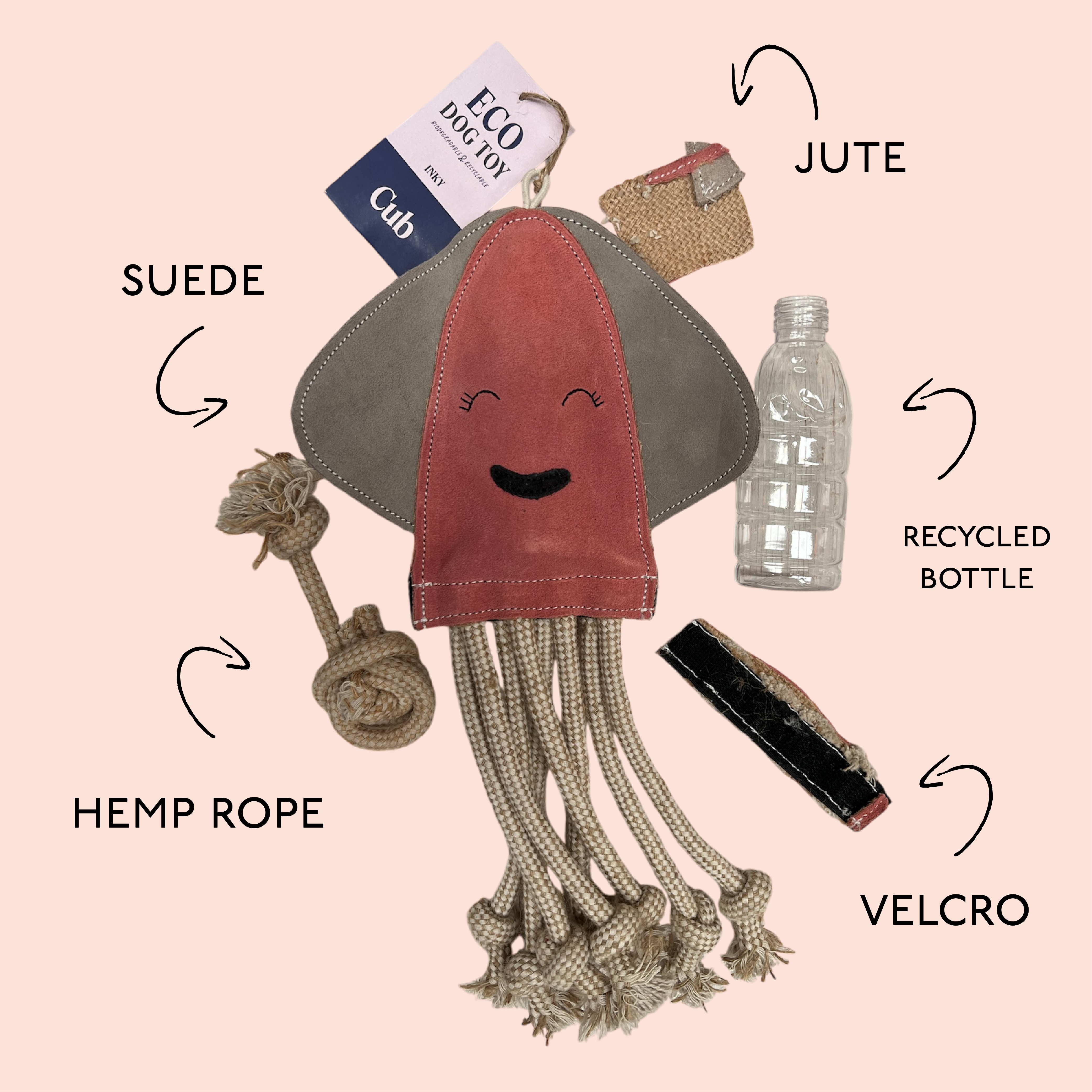 Cub – wholesale Pet toy – Dog – Inky  - Eco Leather Dog Toy 2