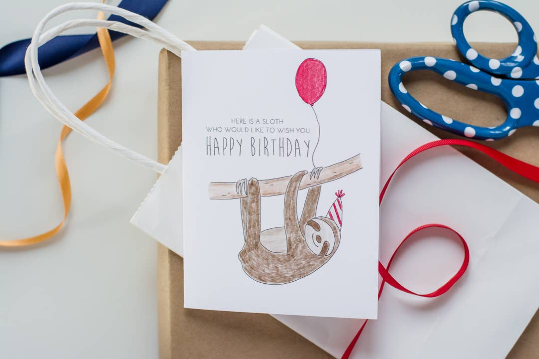 Little May Papery - Wholesale Birthday Card - Sloth Birthday Card1