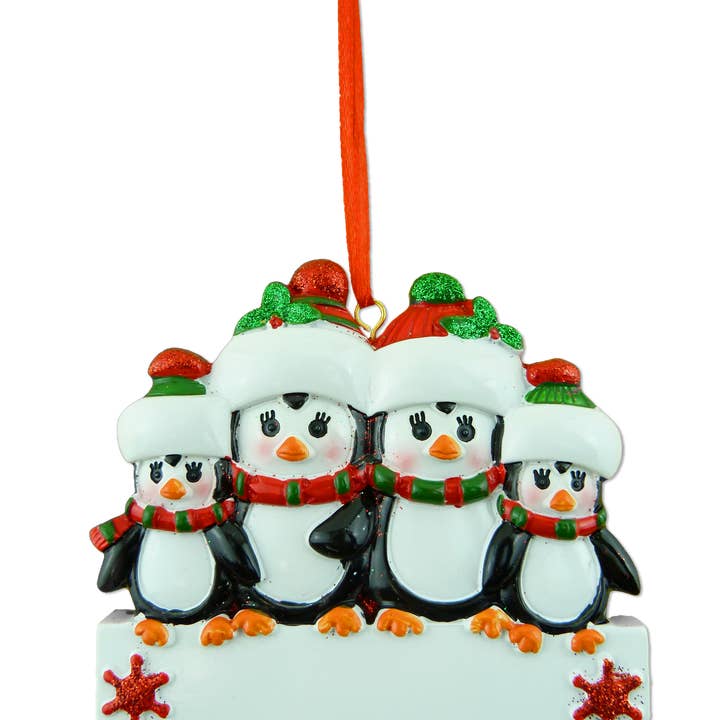 PINGVIN FAMILIE PÅ 4 HARPIKS PYNT FERIE JULEGAVE for engroshandel hos Classy Nail Files