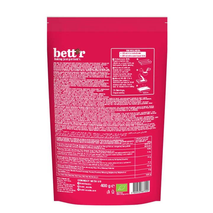 Bett'r - Venta al por mayor Preparados para brownies - Mezcla de brownie orgánica, Bio, Bett'r, 400 g