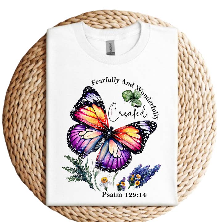 Frygteligt og Vidunderligt Skabt Kristent T-shirt for engroshandel hos Londas Tees and Tumblers